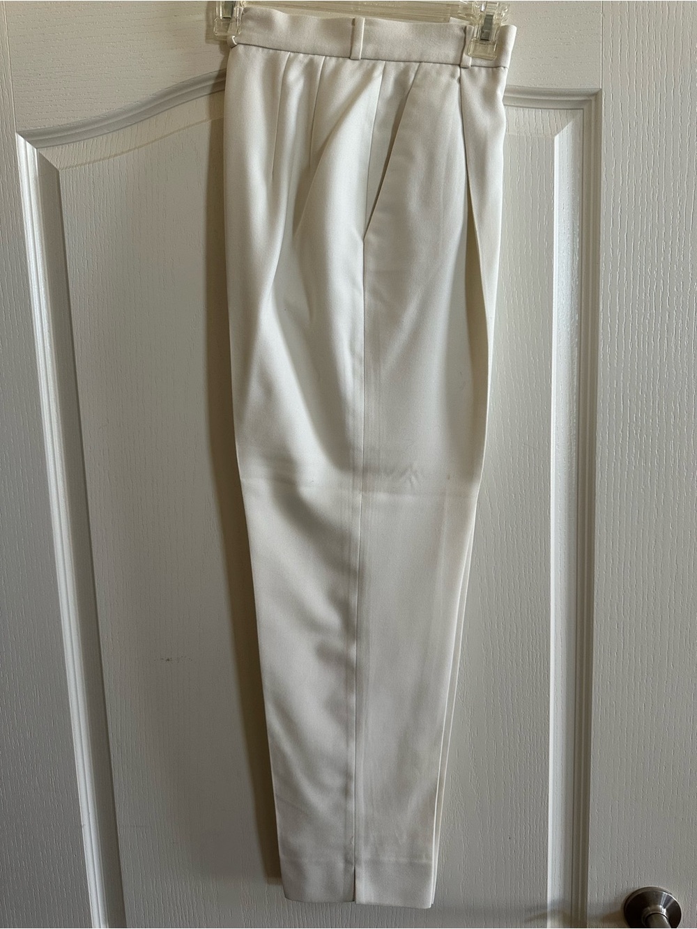 High-Waist Tailored White Tapered Dress Pants